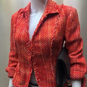 Chanel like orange wool blend tailored blazer